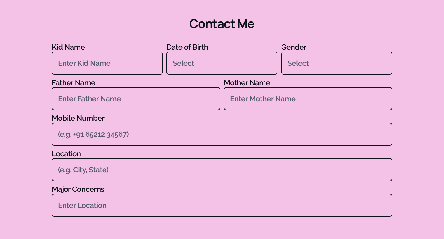 Initial design for the contact me section